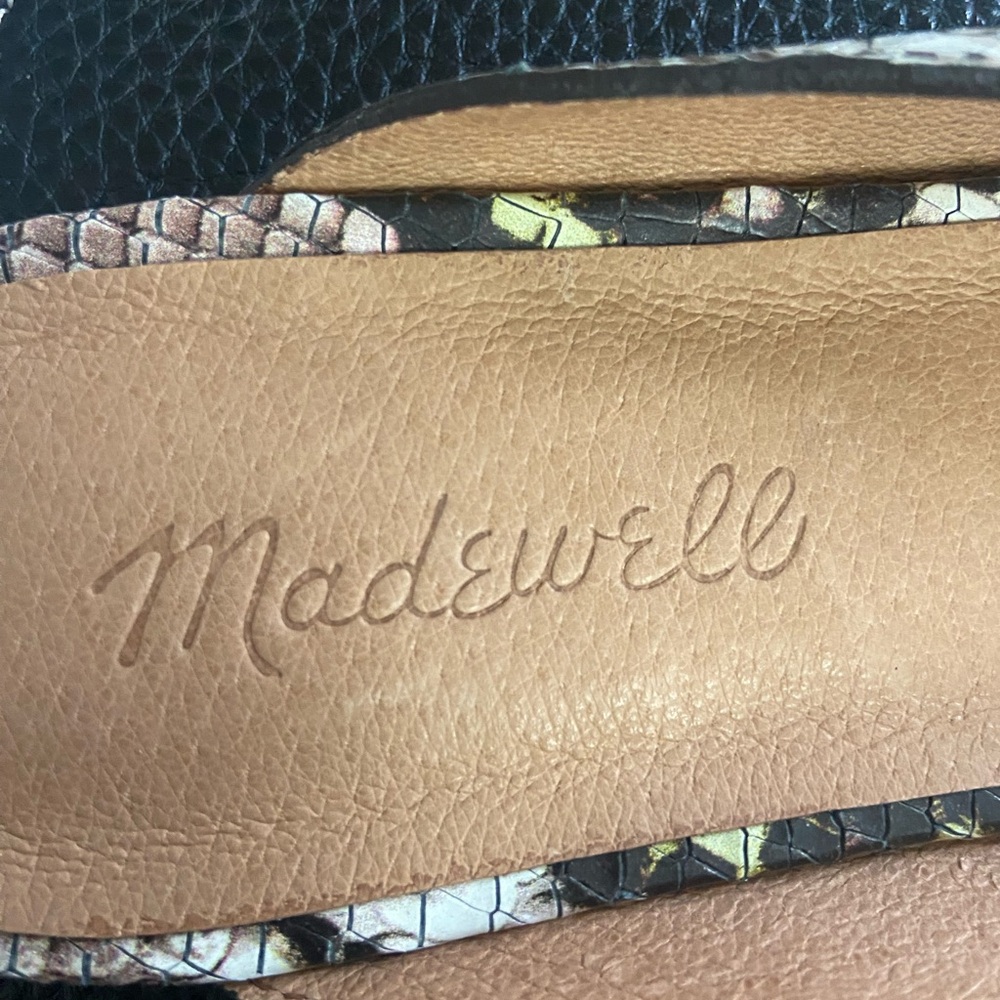 Madewell Snake Print Peep Toe Mules Sz 7 - Picture 2 of 8
